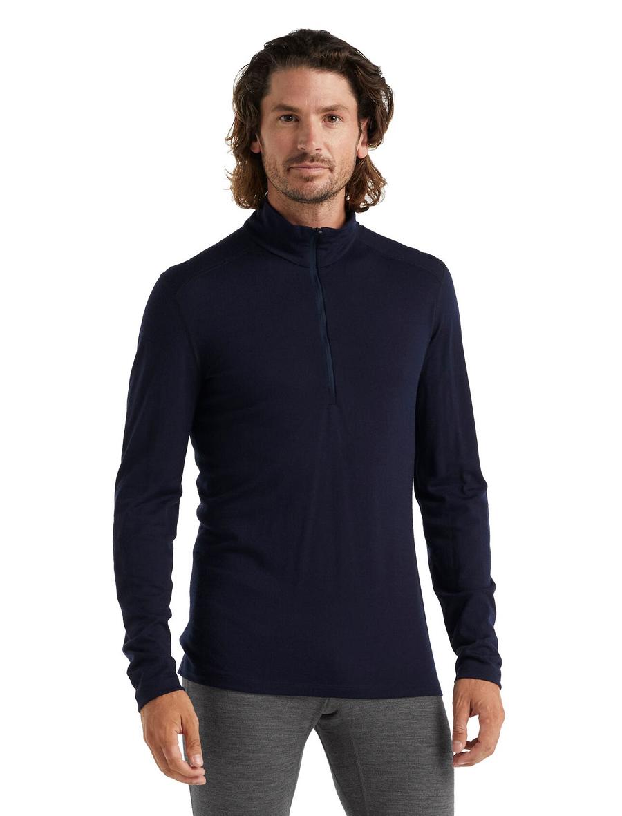 Base Layers Icebreaker Merino 200 Oasis Long Sleeve Half Zip Thermal Top Homme Bleu Marine | FR 1359OKIR